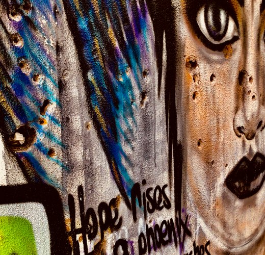 Mural of hope in Mostar, Bosnia&Herzegovina
