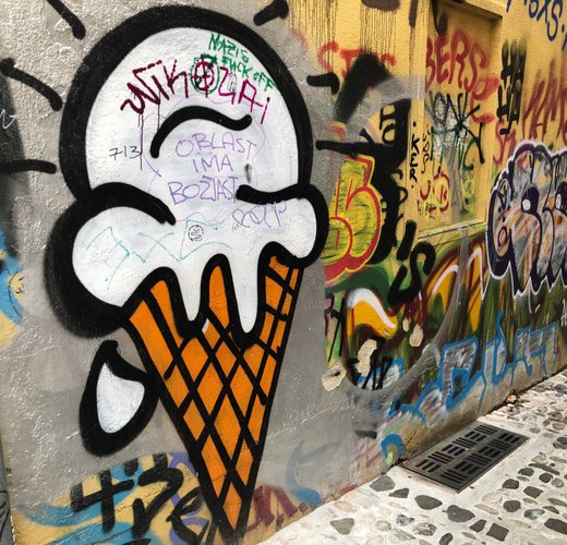 Ice cream graffiti in Ljubljana, Slovenia